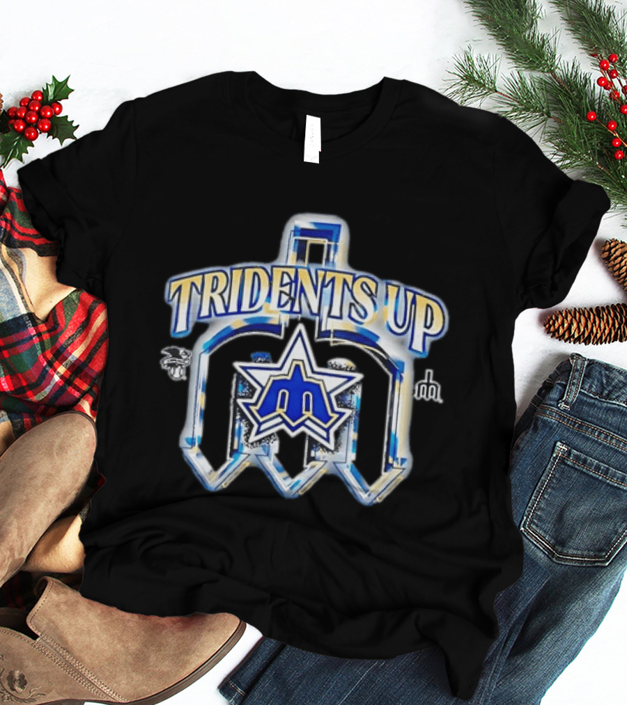 Seattle Mariners MLB Tridents Up 3D Metallic Compass Star T-Shirt
