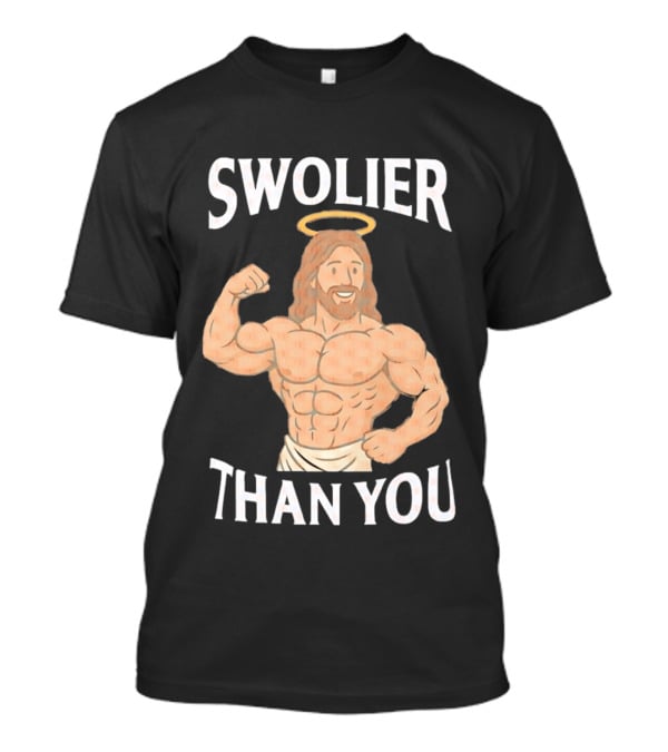 Swolier Than You Jesus Bodybuilder Muscles Fitness Halo T-Shirt