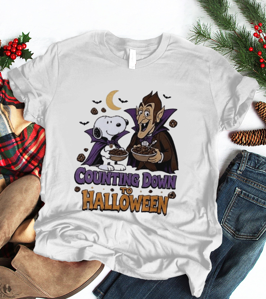 Peanuts Snoopy And Dracula Counting Down To Halloween T-Shirt