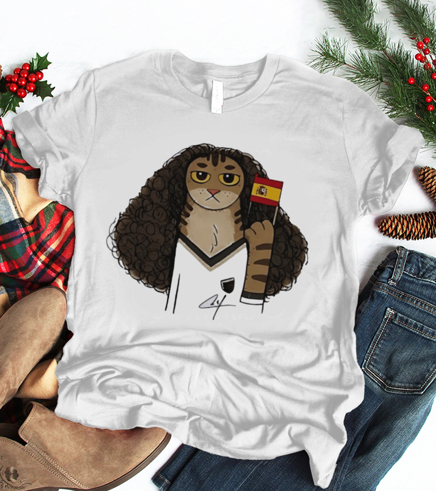 Marc Cucurella Cat Holding Spain Flag FC Barcelona T-Shirt