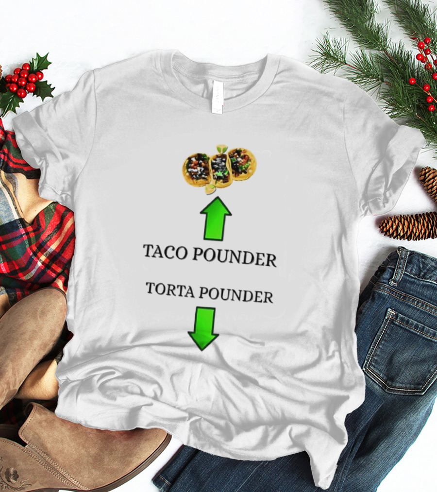 Taco Pounder Torta Pounder Trio Mexican Tacos Lime Green Arrows T-Shirt