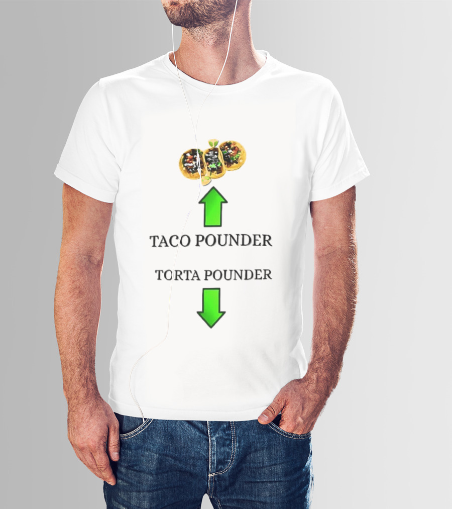 Taco Pounder Torta Pounder Trio Mexican Tacos Lime Green Arrows T-Shirt