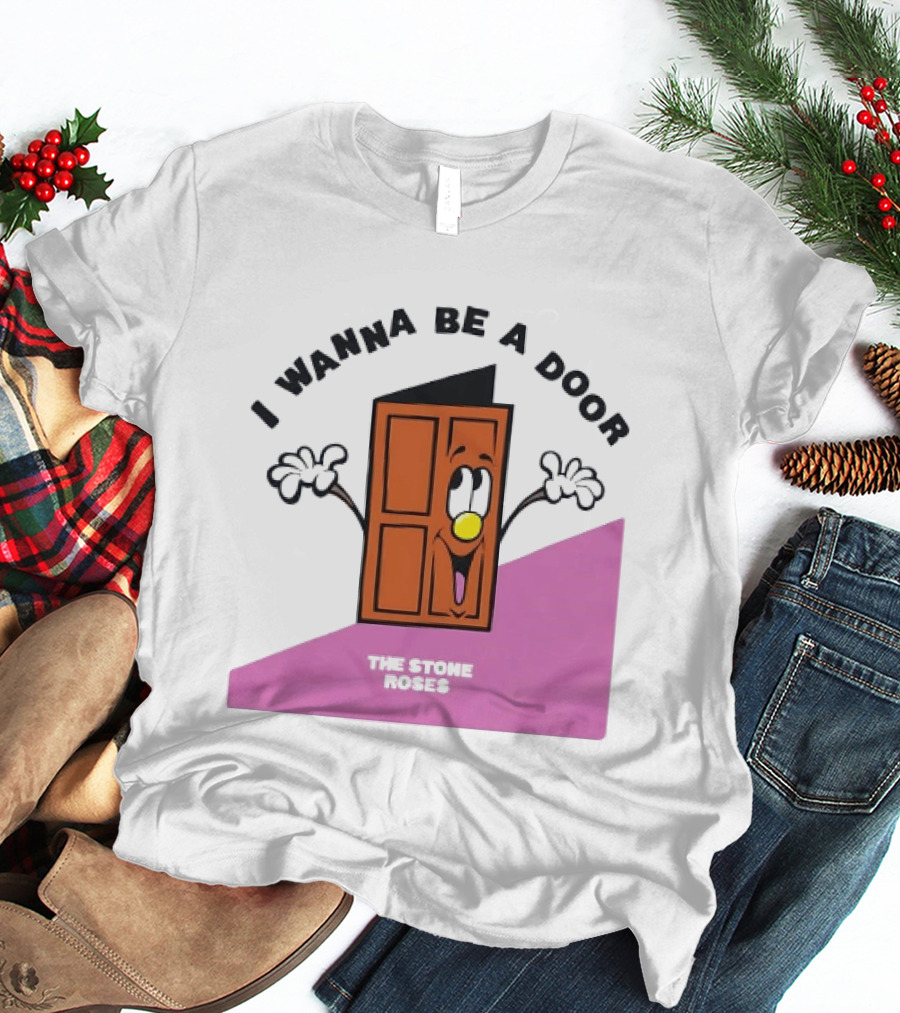 The Stone Roses I Wanna Be A Door Cartoon Yellow Nose Waving Hands T-Shirt