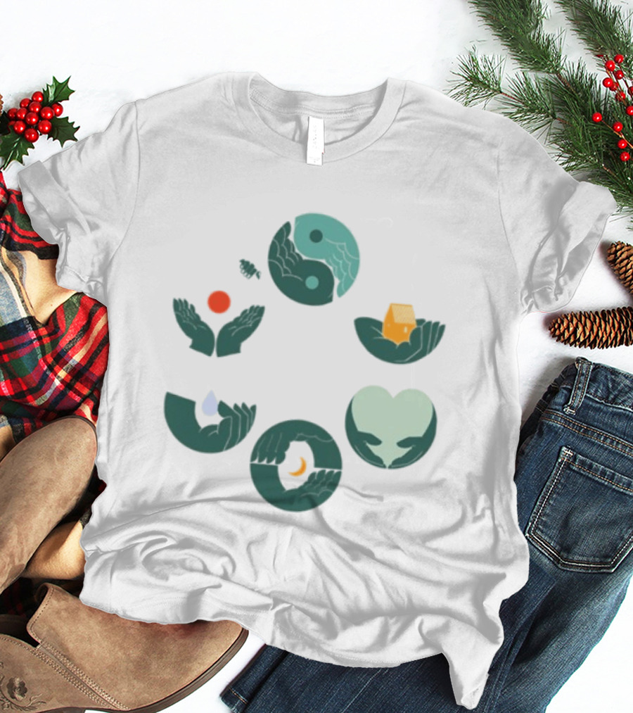 Tors Store Yin Yang Elements Hands Nature T-Shirt