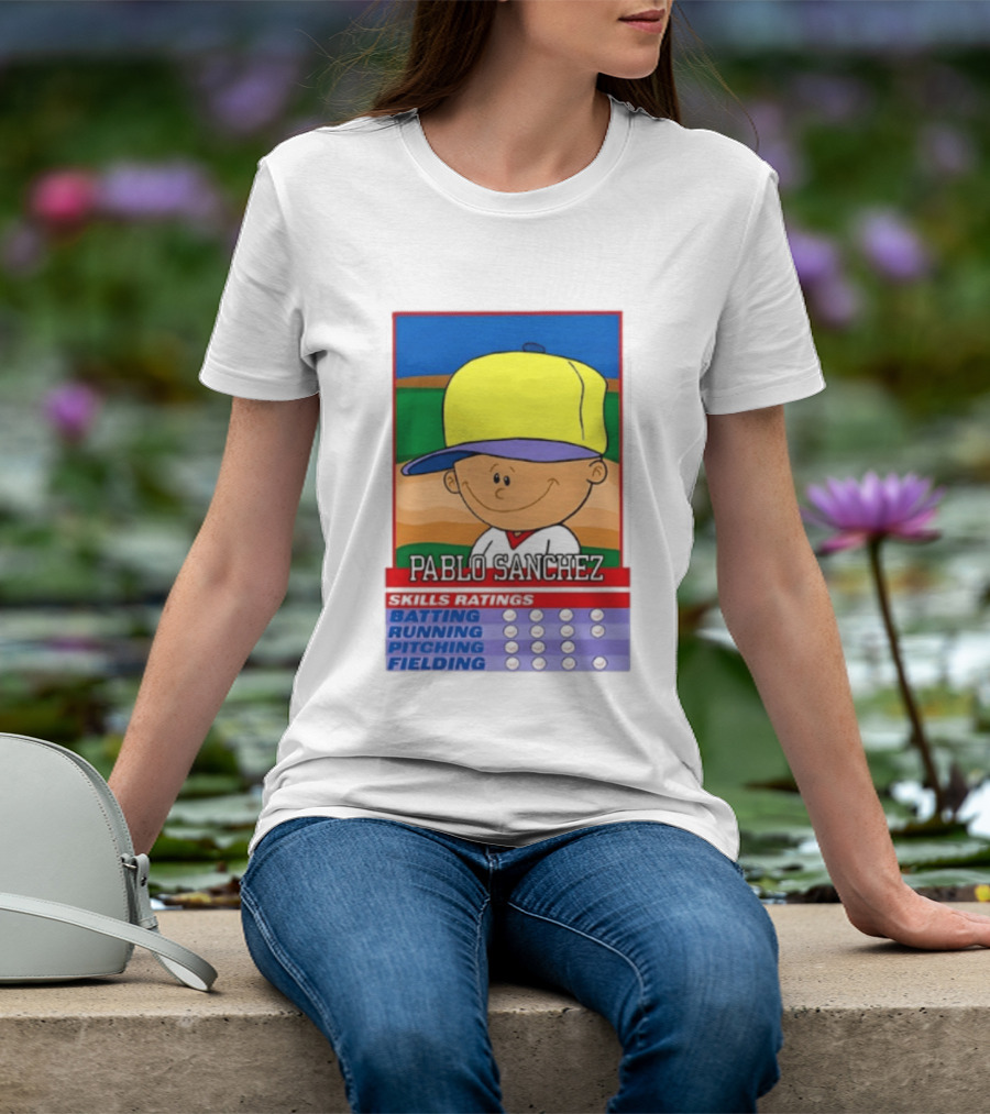 Trending Pablo Sanchez Skills Ratings Card Batting Running Pitching Fielding T-Shirt