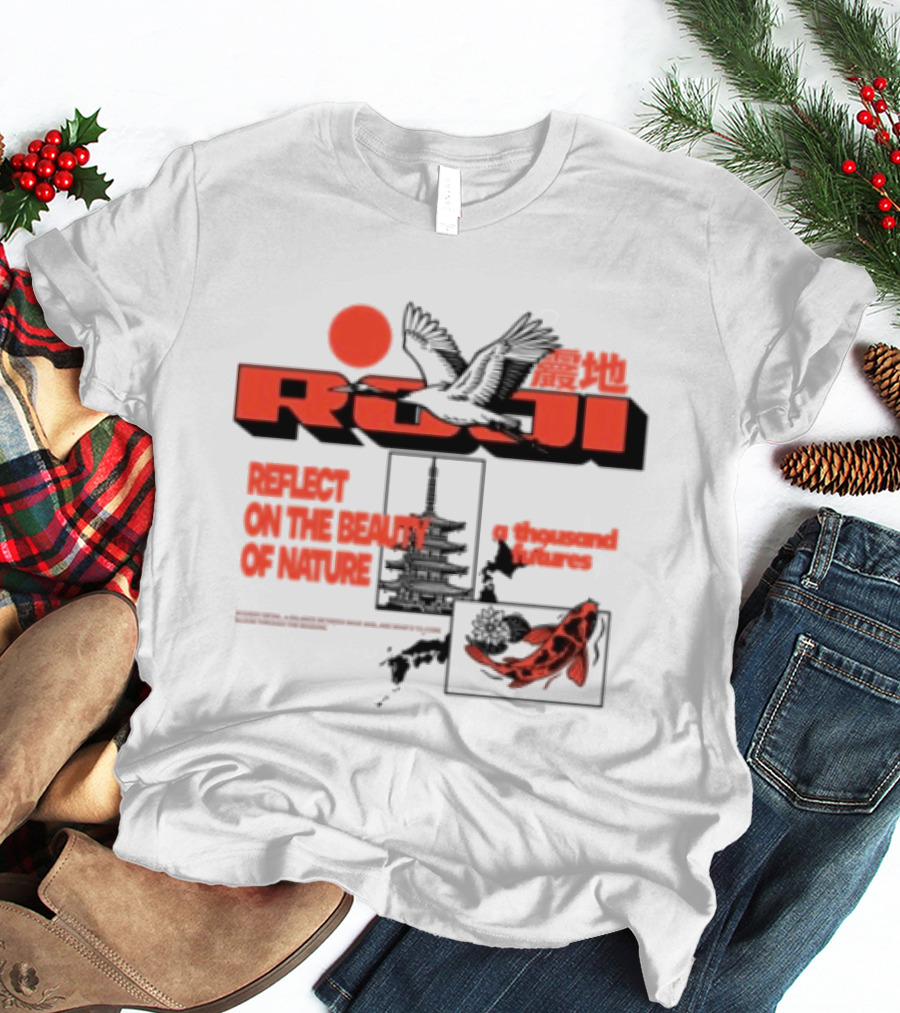 Unik Clothing Store Roji White Reflect On The Beauty Of Nature A Thousand Futures Koi Birds T-Shirt