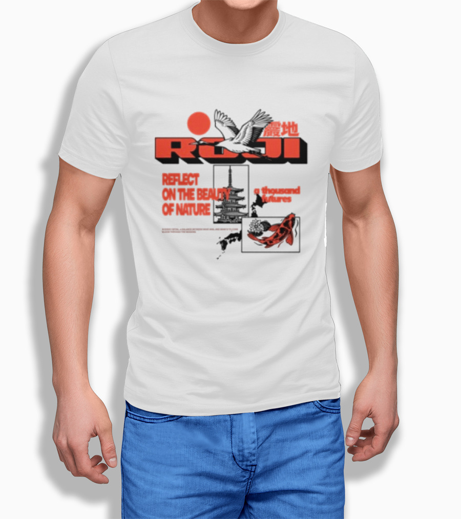 Unik Clothing Store Roji White Reflect On The Beauty Of Nature A Thousand Futures Koi Birds T-Shirt