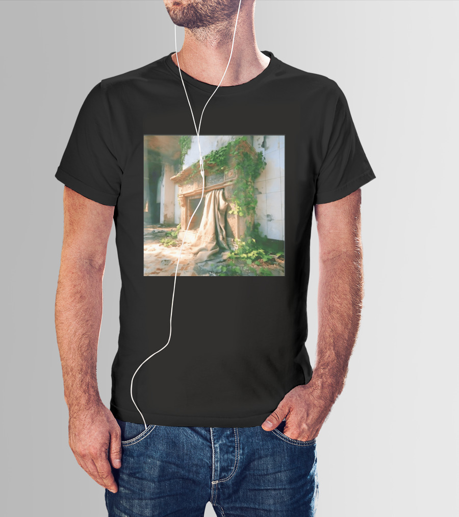 Abandoned Fireplace With Overgrown Ivy And Ruins Ambience T-Shirt
