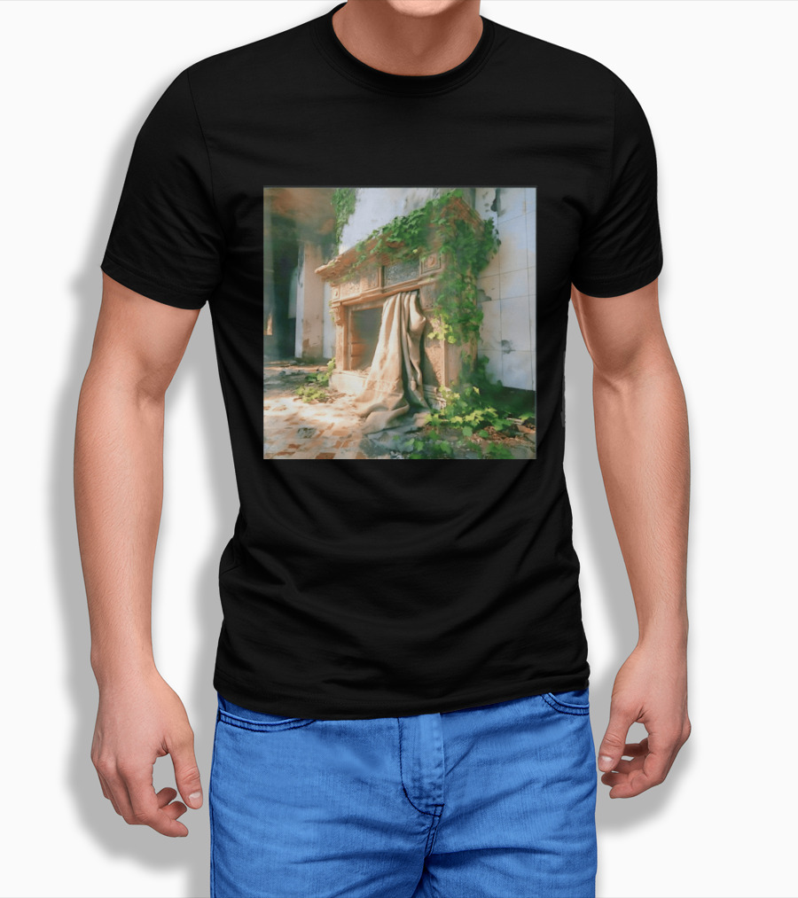 Abandoned Fireplace With Overgrown Ivy And Ruins Ambience T-Shirt
