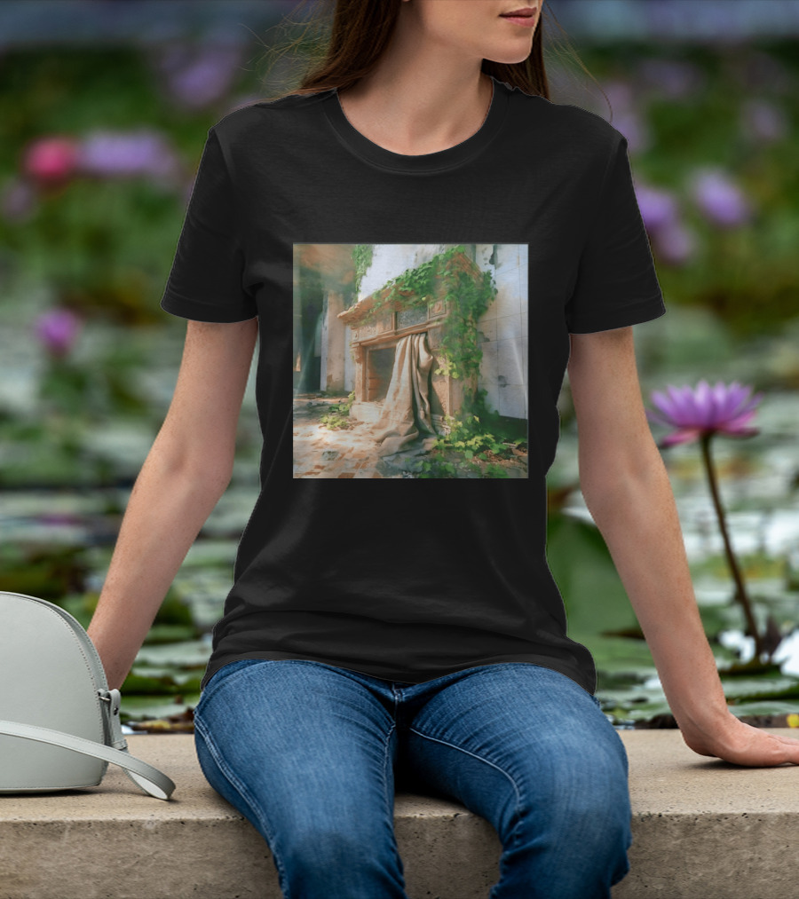 Abandoned Fireplace With Overgrown Ivy And Ruins Ambience T-Shirt