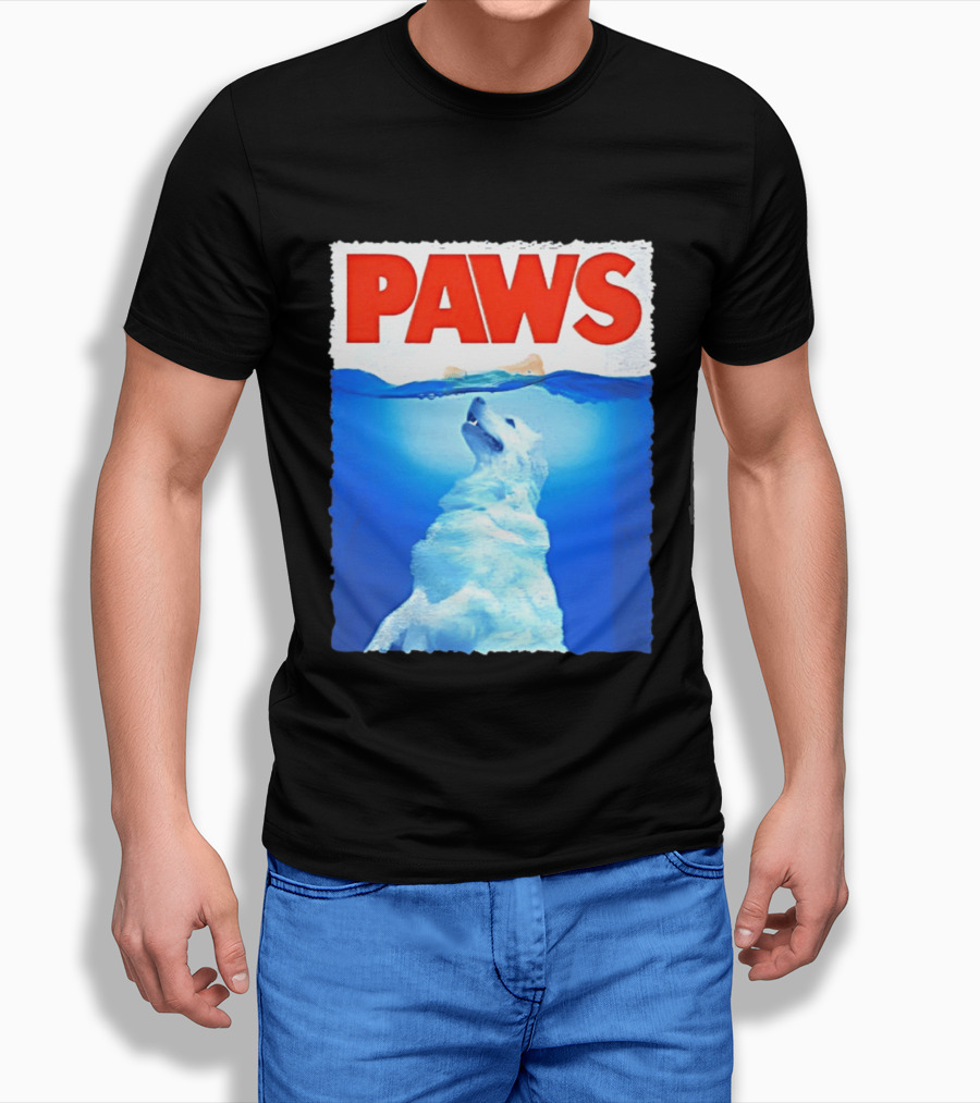 PAWS Classic Parody With Diving Dog Image T-Shirt