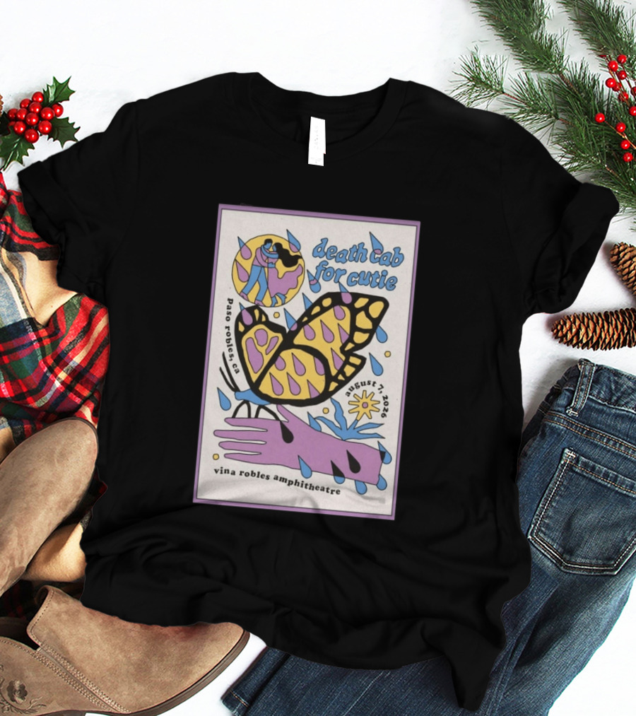 Death Cab For Cutie Paso Robles Vina Robles Amphitheatre August 7 2026 Butterfly T-Shirt