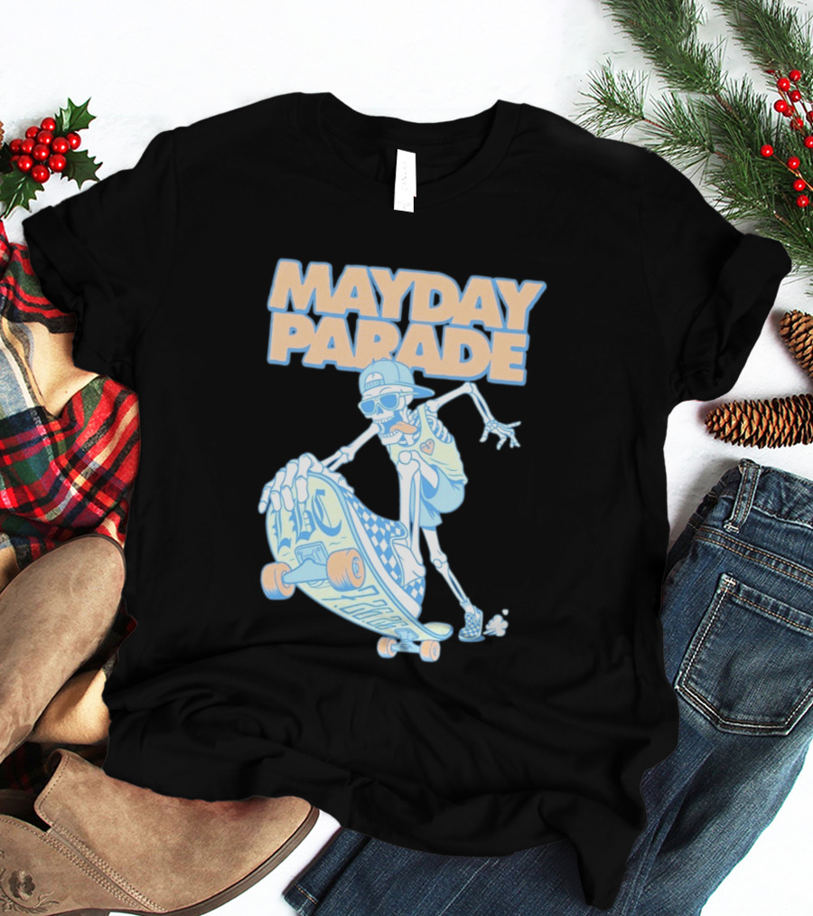 Mayday Parade Skeleton Skater With LBC 72626 Board T-Shirt
