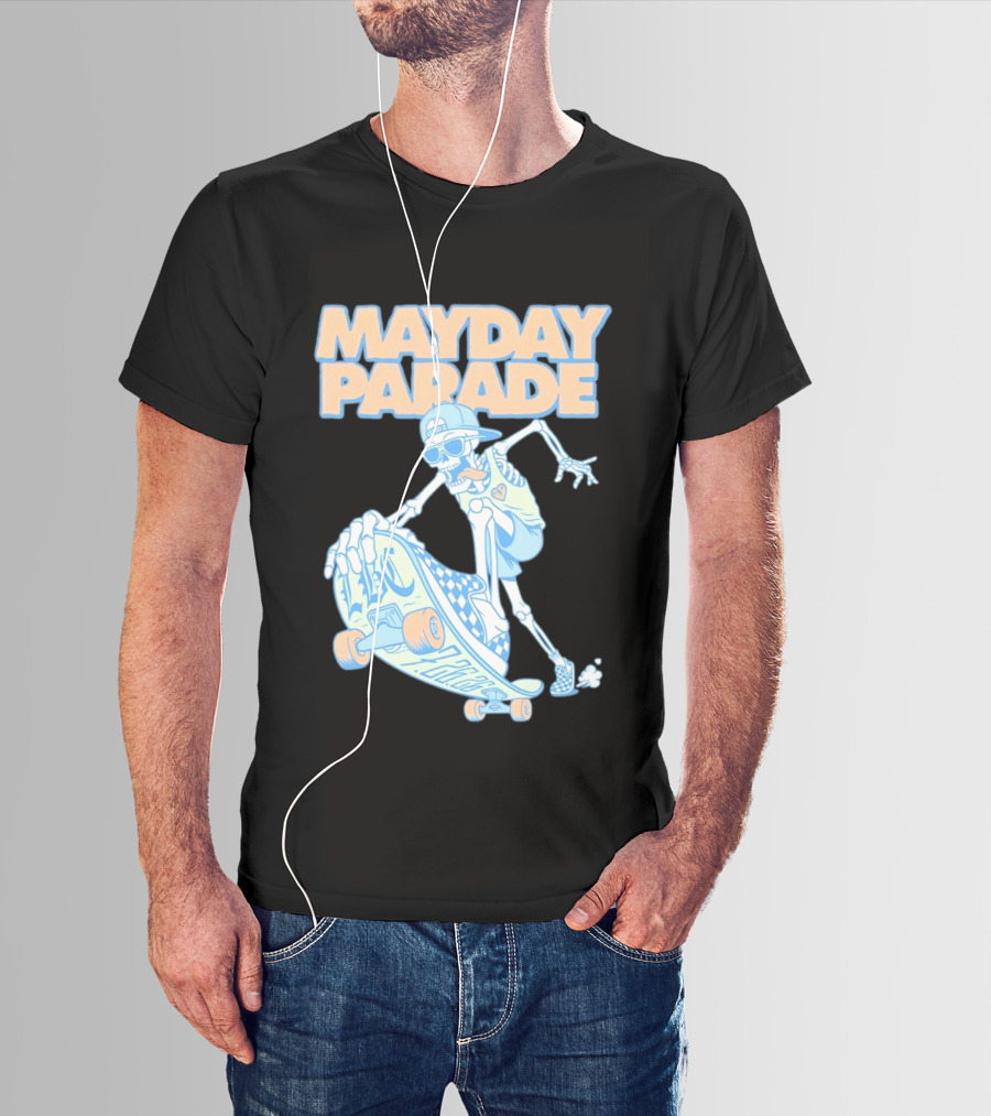 Mayday Parade Skeleton Skater With LBC 72626 Board T-Shirt