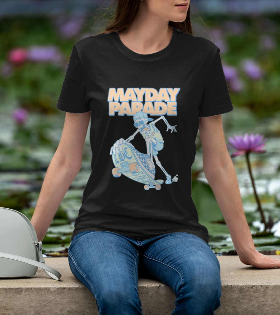 Mayday Parade Skeleton Skater With LBC 72626 Board T-Shirt