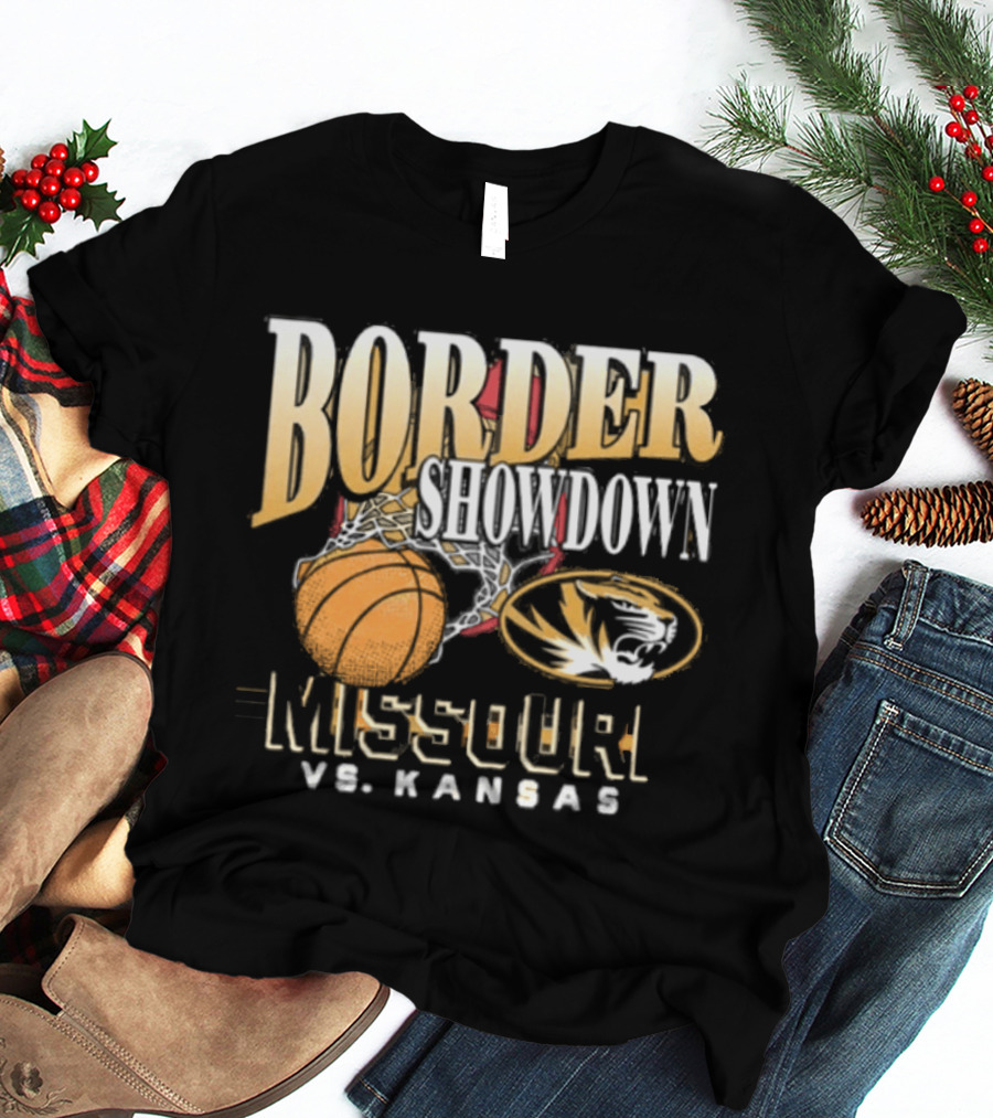 Border Showdown Missouri Tigers Vs Kansas Basketball 2025 T-Shirt