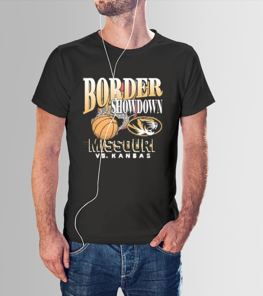 Border Showdown Missouri Tigers Vs Kansas Basketball 2025 T-Shirt