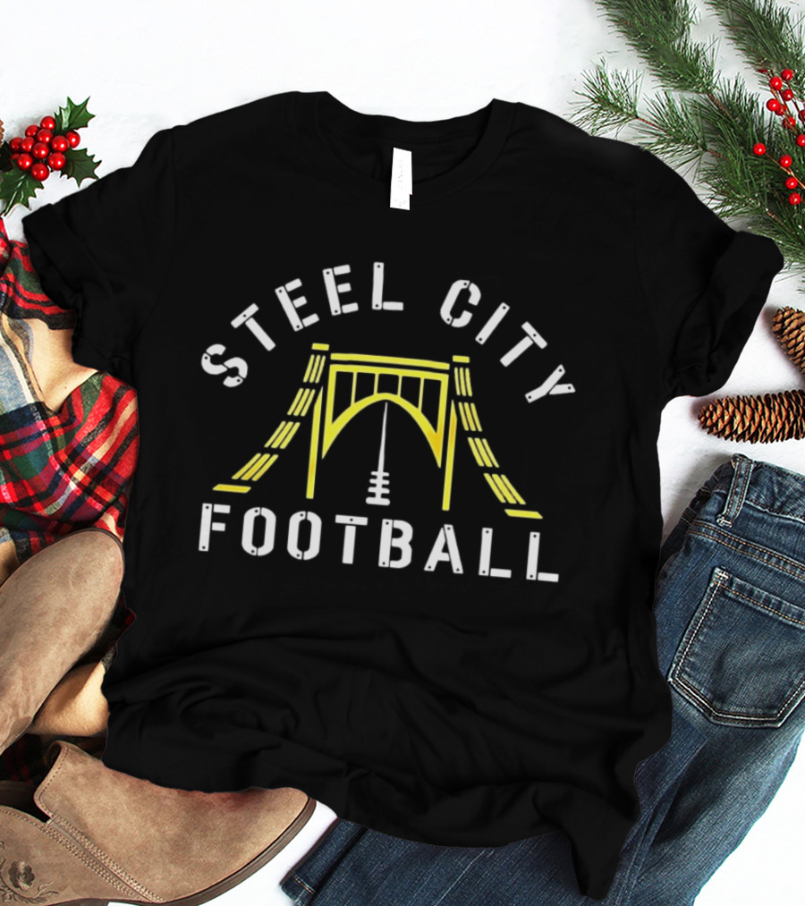 Pittsburgh Steelers Steel City Football Bridge Steel City Football T-Shirt