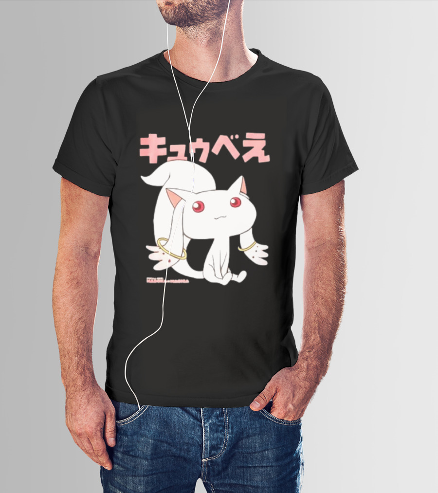 Puella Magi Madoka Magica Kyubey Anime Character Red Eyes T-Shirt