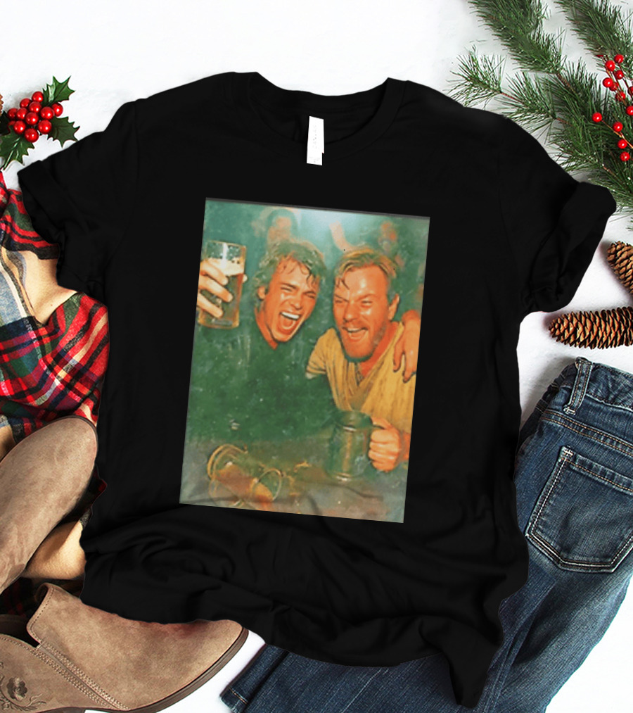 Original Anakin Skywalker And Obi Wan Kenobi Celebrate With Beer Cheers T-Shirt