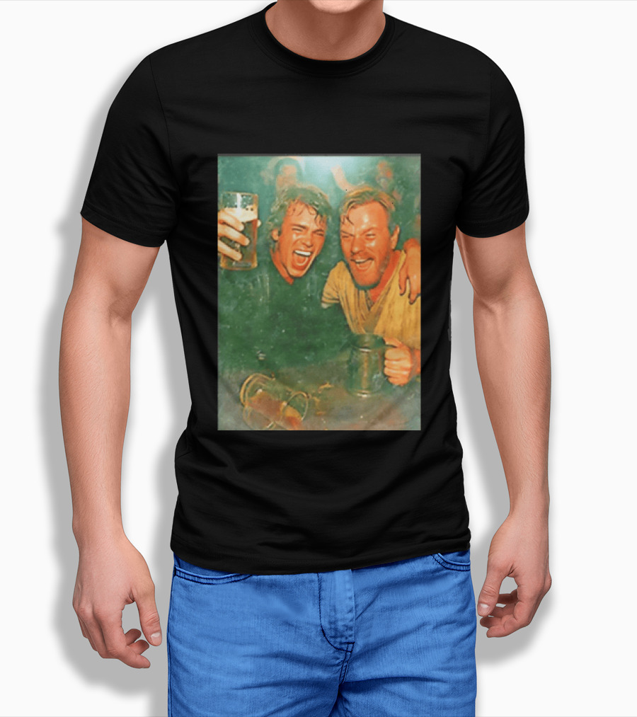 Original Anakin Skywalker And Obi Wan Kenobi Celebrate With Beer Cheers T-Shirt