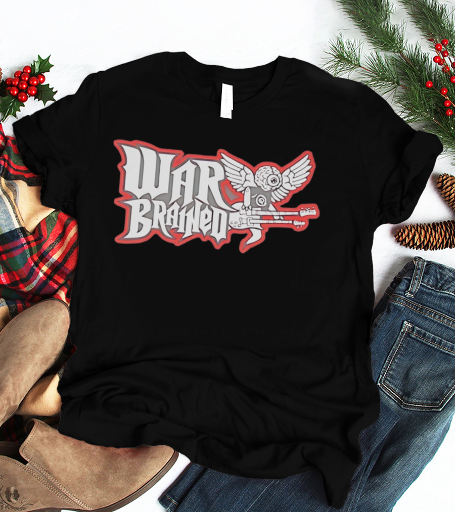 Quannic War Brained Alternative Rock Indie Music Winged Guitar Brain T-Shirt