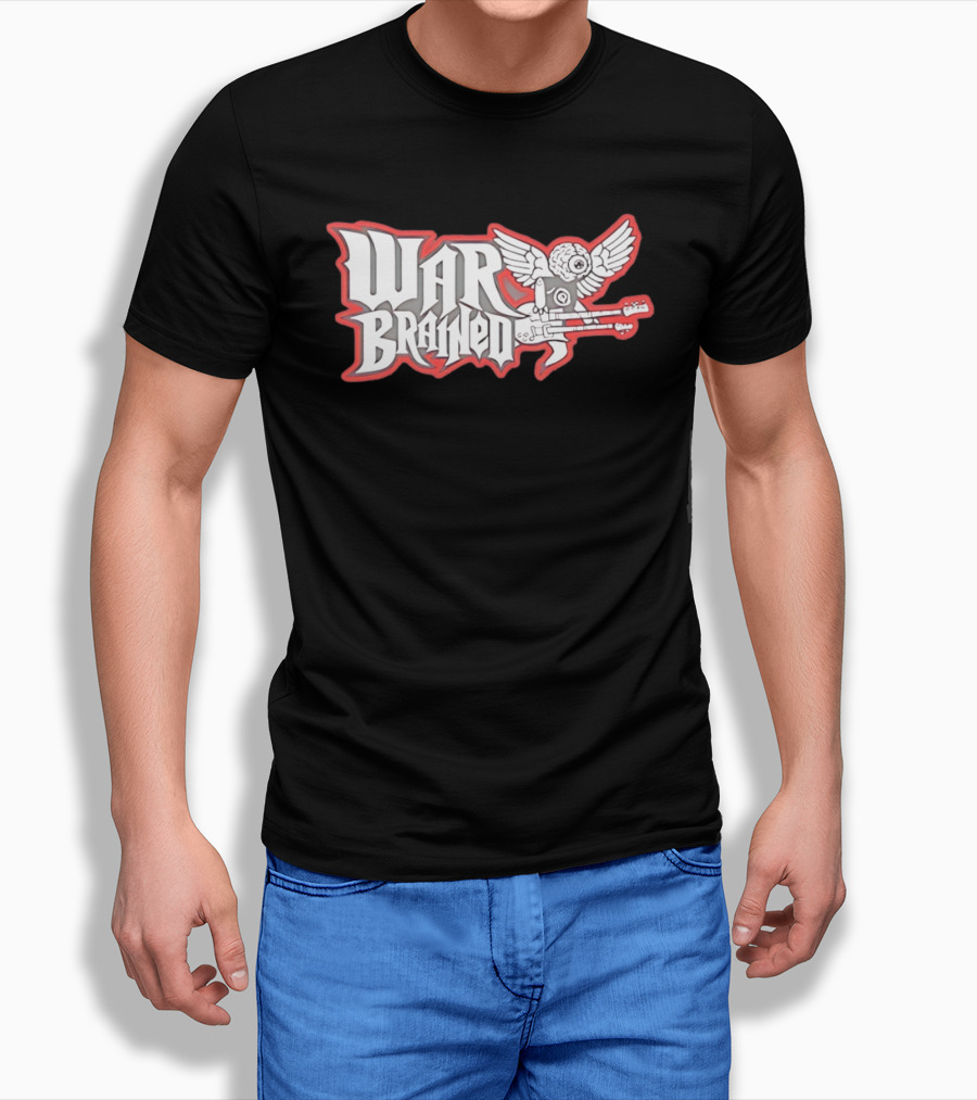 Quannic War Brained Alternative Rock Indie Music Winged Guitar Brain T-Shirt
