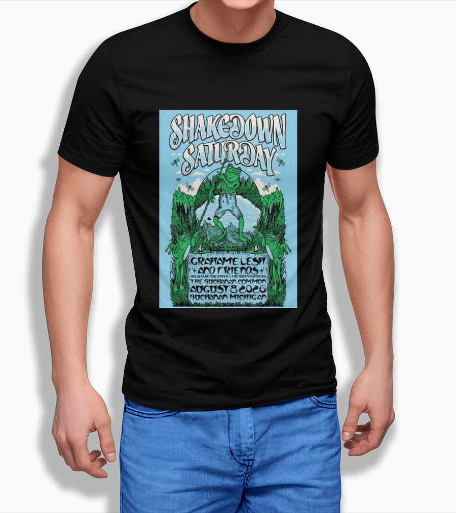Grahame Lesh Shakedown Saturday August 8 2026 Buchanan Michigan Frog Art Trees Grahame Lesh And Friends Breakfast For Dinner Live Music Event T-Shirt