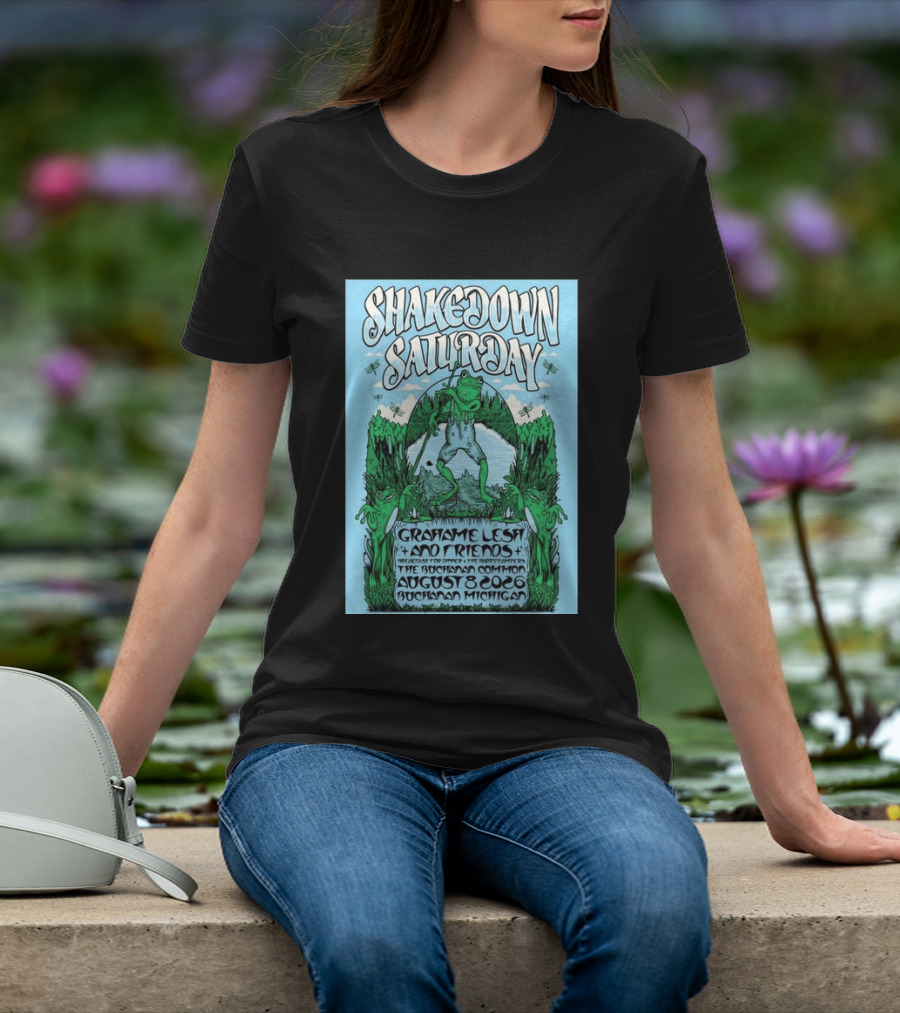 Grahame Lesh Shakedown Saturday August 8 2026 Buchanan Michigan Frog Art Trees Grahame Lesh And Friends Breakfast For Dinner Live Music Event T-Shirt