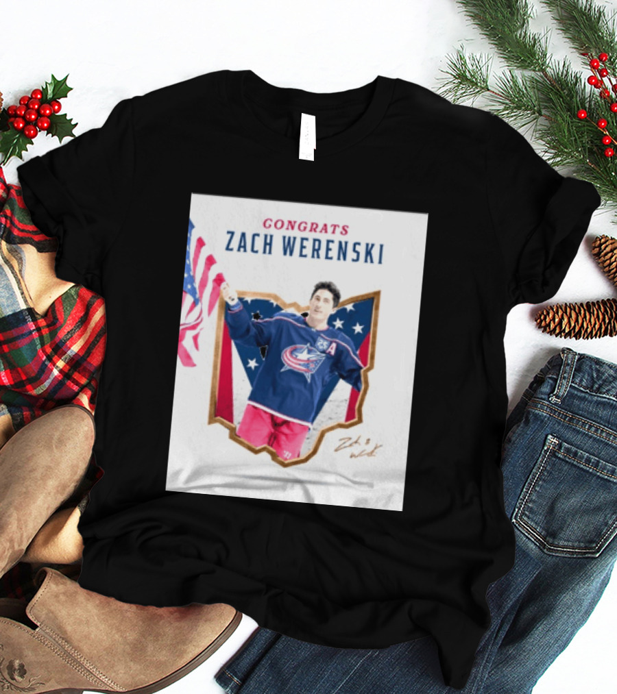 Congrats Zach Werenski USA Columbus Blue Jackets Hockey Celebration T-Shirt