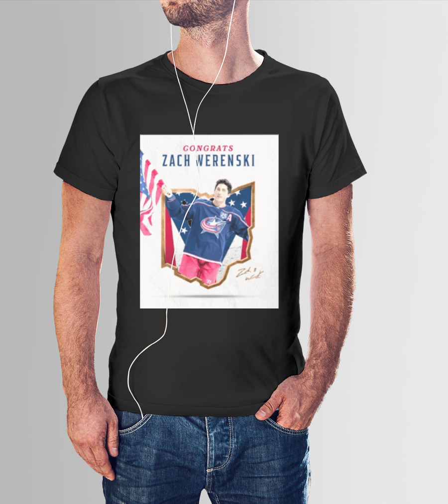 Congrats Zach Werenski USA Columbus Blue Jackets Hockey Celebration T-Shirt