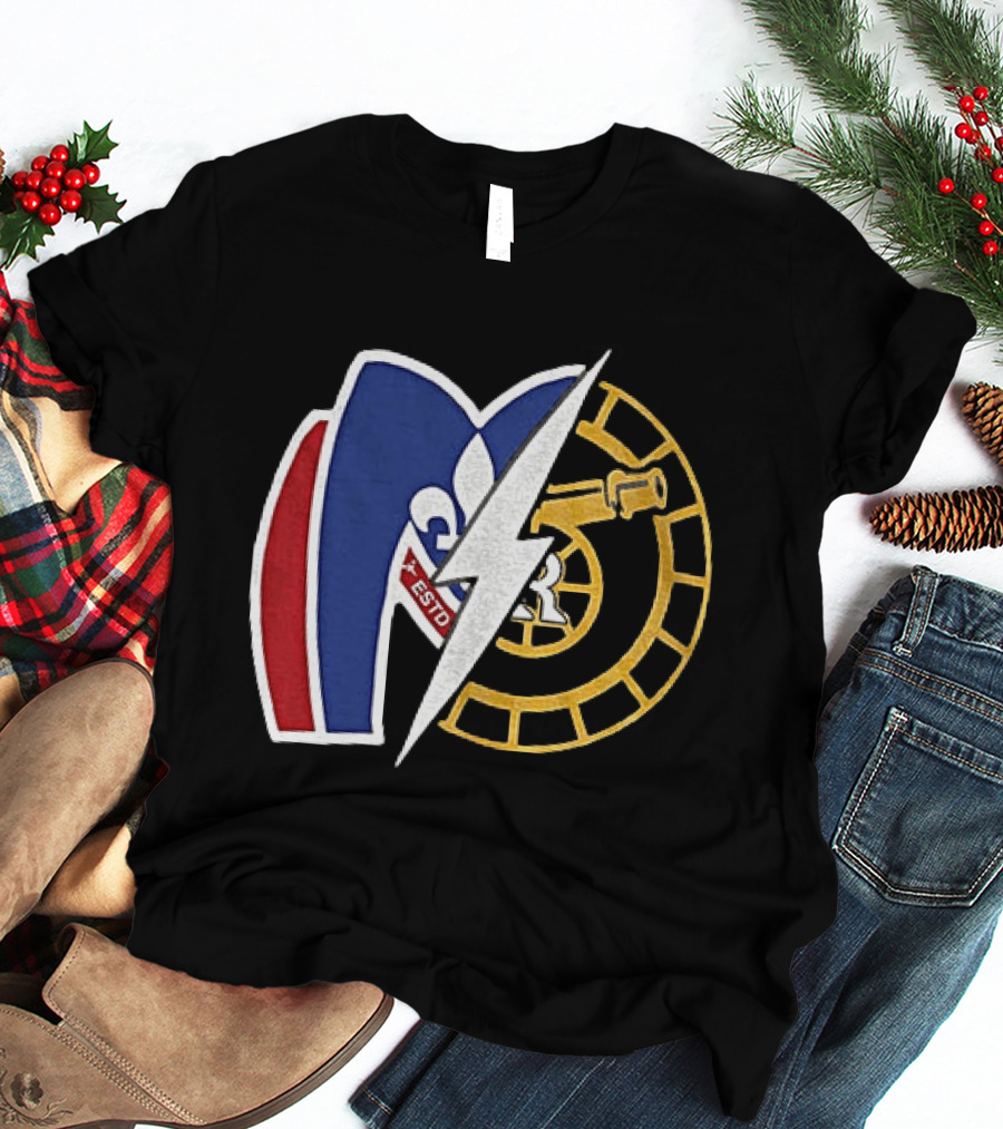 Boston Raiders Montreal Metros Hockey Rivalry Shane Ilya ESTD Fleur De Lis Puck T-Shirt