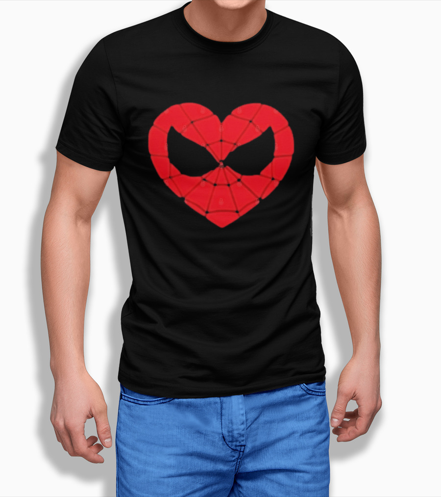Spider Man Heart Web Mask Marvel Superhero T-Shirt