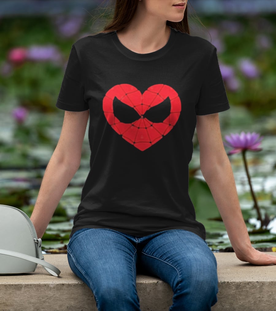 Spider Man Heart Web Mask Marvel Superhero T-Shirt