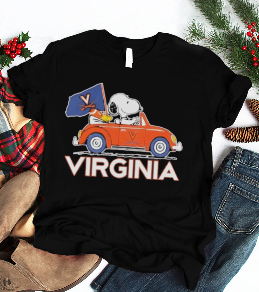 Snoopy Driving Car Virginia Cavaliers Football Fan Spirit T-Shirt