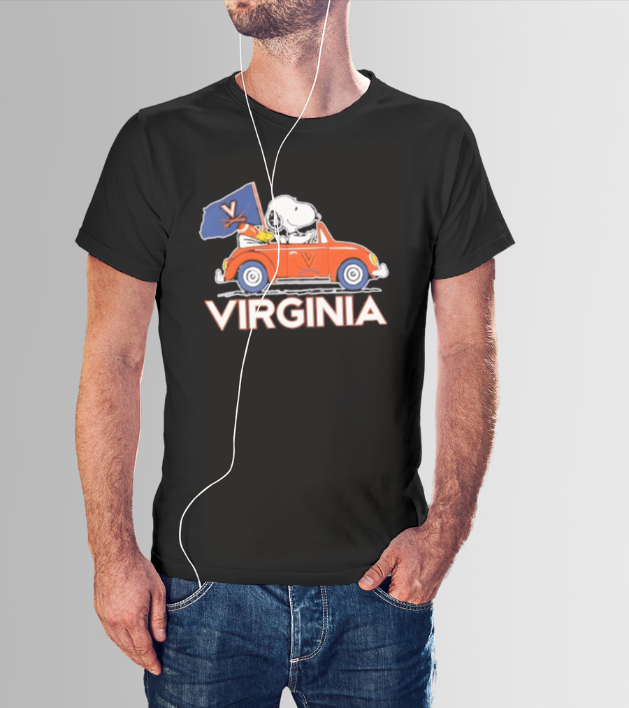 Snoopy Driving Car Virginia Cavaliers Football Fan Spirit T-Shirt