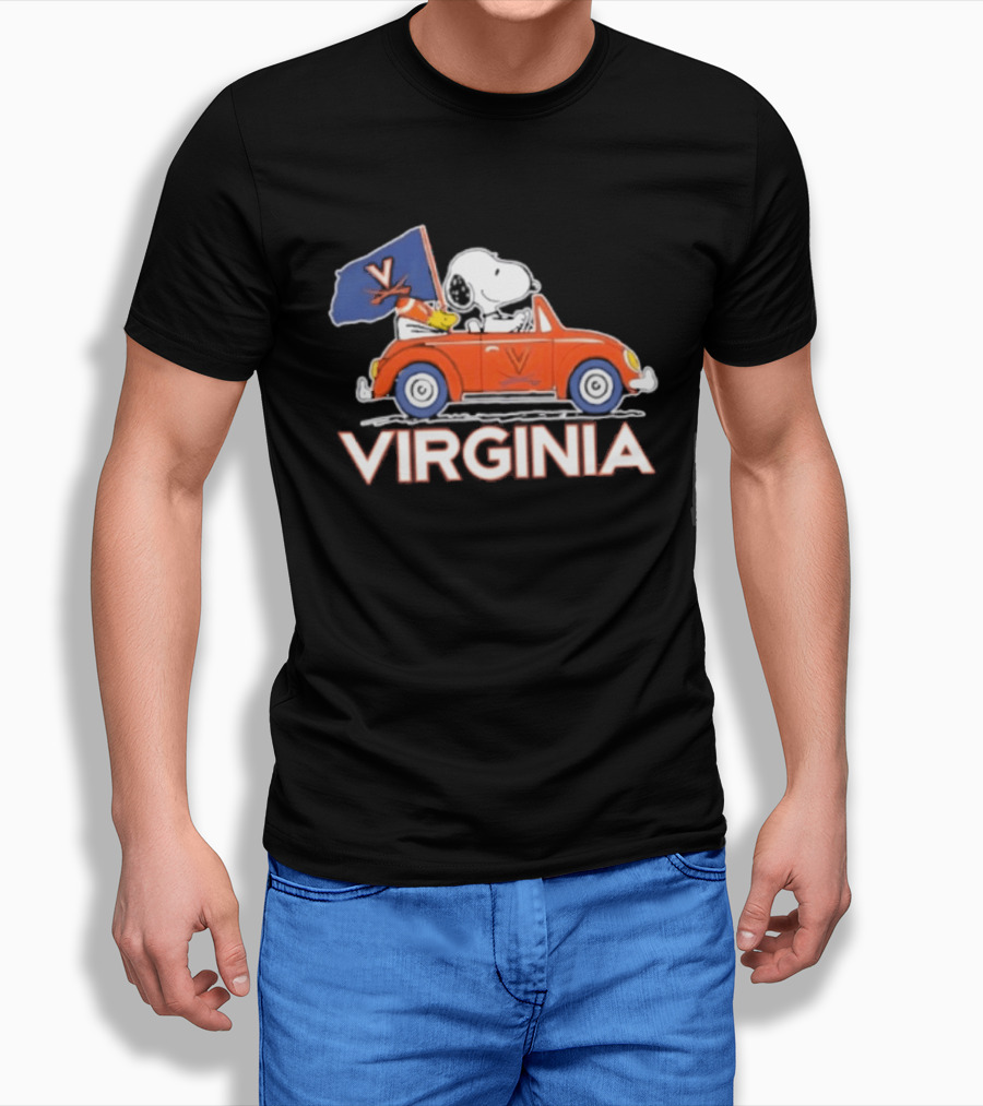 Snoopy Driving Car Virginia Cavaliers Football Fan Spirit T-Shirt