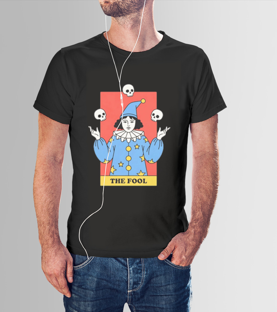 The Fool Tarot Card Jester Juggling Skulls Occult T-Shirt
