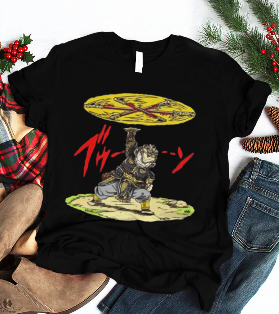 Ton Wukong Rotate The Stick Yellow Red Cartoon T-Shirt