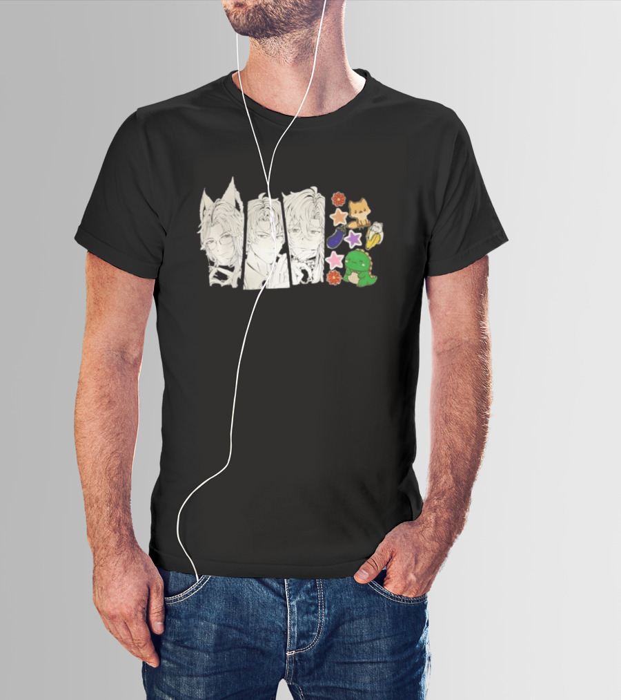 Vox Akuma Mysta Rias Ike Eveland Nijisanji EN Luxiem Vtuber Characters Cute Animal Stickers And Star Designs T-Shirt