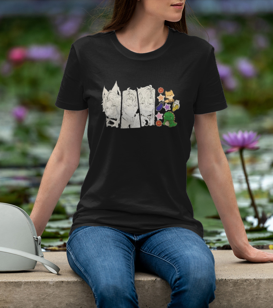 Vox Akuma Mysta Rias Ike Eveland Nijisanji EN Luxiem Vtuber Characters Cute Animal Stickers And Star Designs T-Shirt