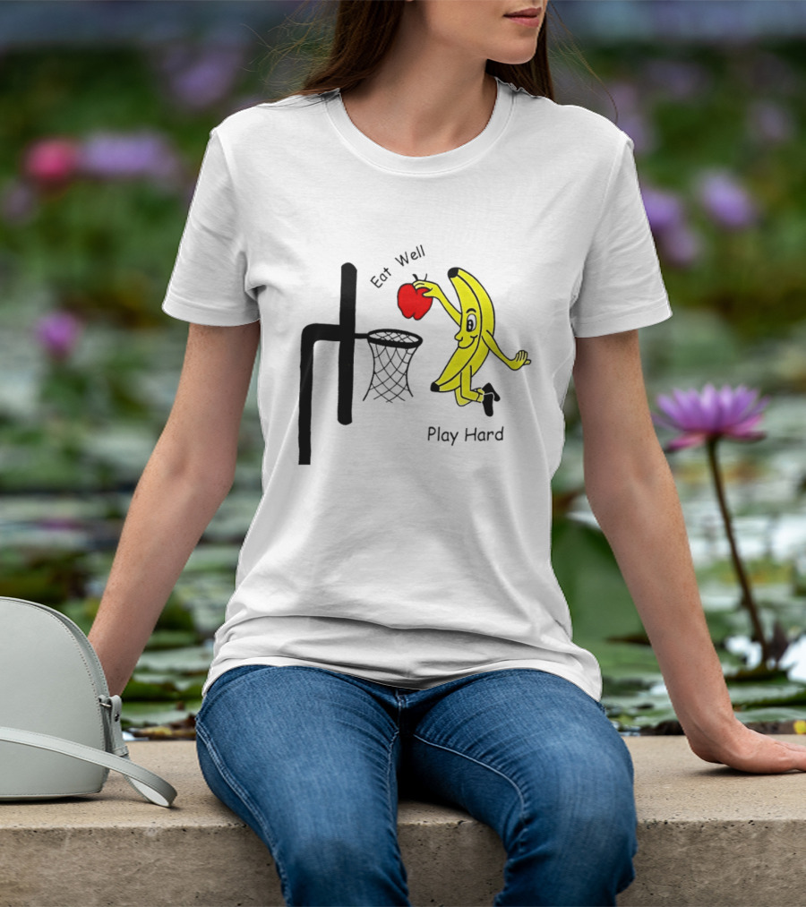 Banana Squad Basketball Eat Well Play Hard Dunking Apple T-Shirt