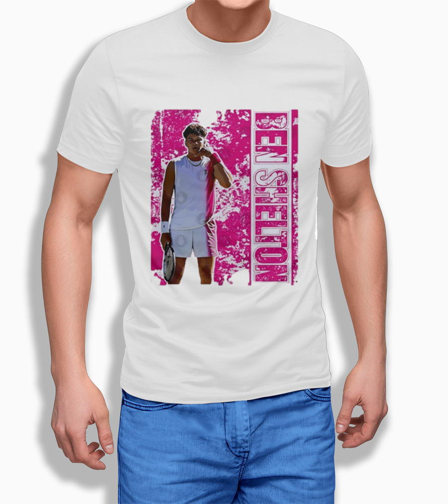 Ben Shelton Tennis Star Distressed Pink T-Shirt
