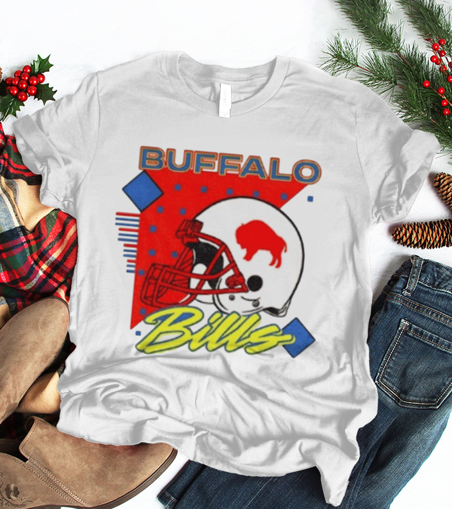 Buffalo Bills Football Helmet Retro 90s T-Shirt