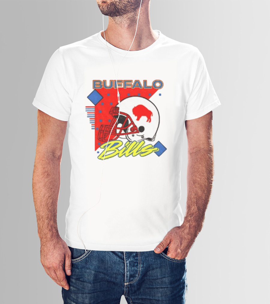 Buffalo Bills Football Helmet Retro 90s T-Shirt