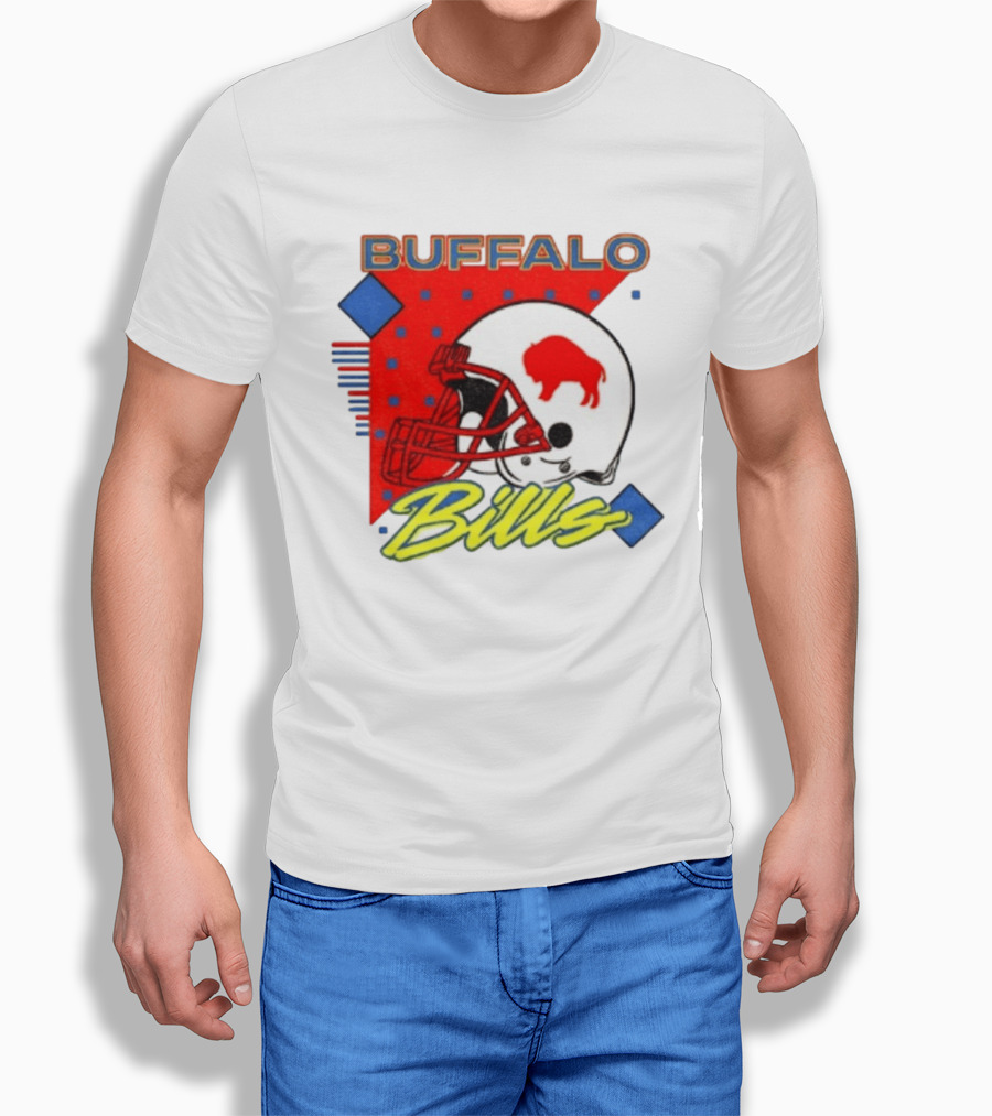 Buffalo Bills Football Helmet Retro 90s T-Shirt