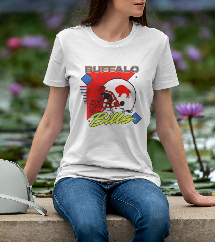 Buffalo Bills Football Helmet Retro 90s T-Shirt