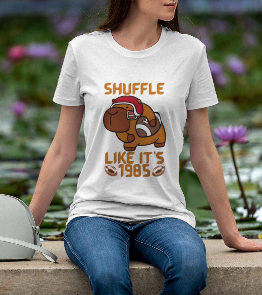 Shuffle Like It's 1985 Capybara With Headphones T-Shirt