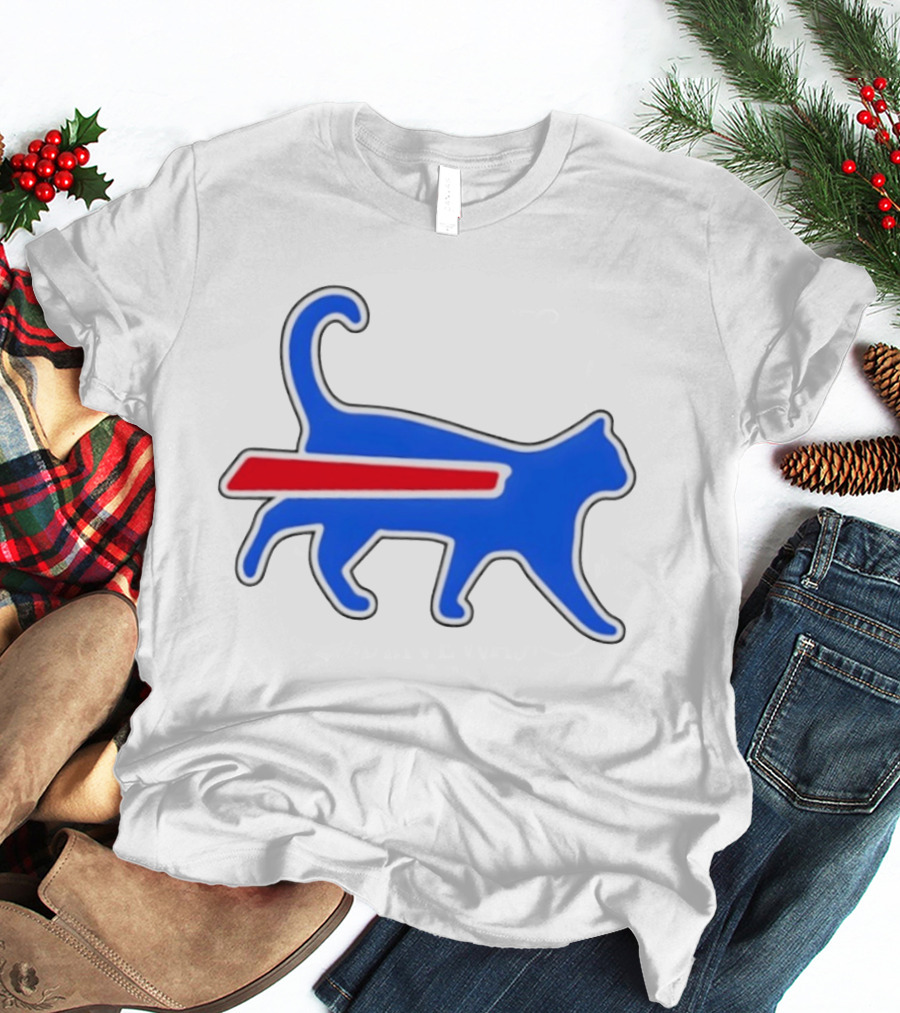 Buffalo Bills Cat Logo Parody Red And Blue T-Shirt