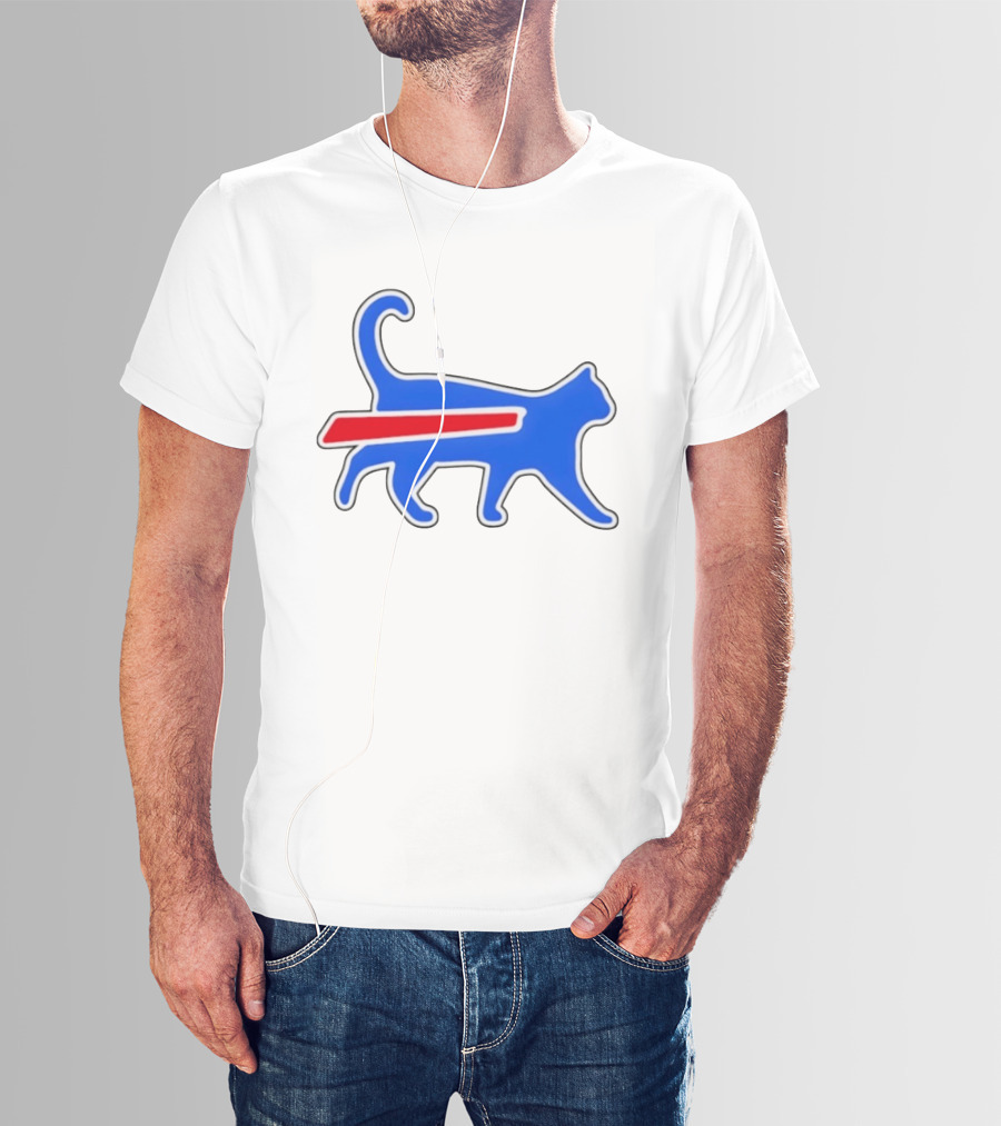 Buffalo Bills Cat Logo Parody Red And Blue T-Shirt
